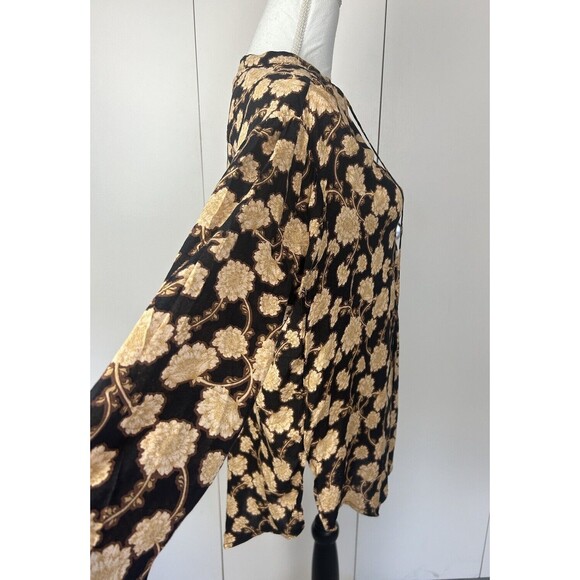 Free People Womens Small Mia Floral Print Tie Neck Tunic Top Long Sleeve NWT - Picture 11 of 11